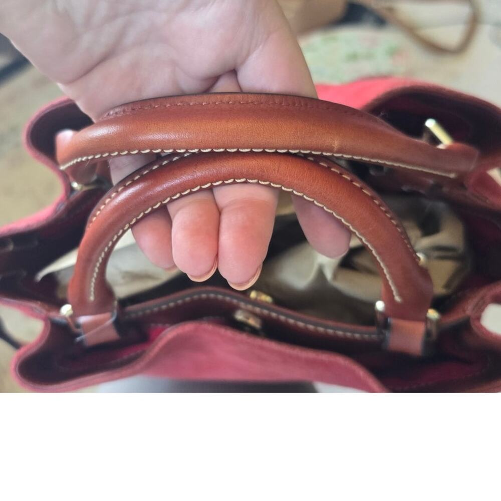 Lovely Dooney and Bourke "Brenna"  Suede Handbag  in Cranberry - Picture 7 of 14